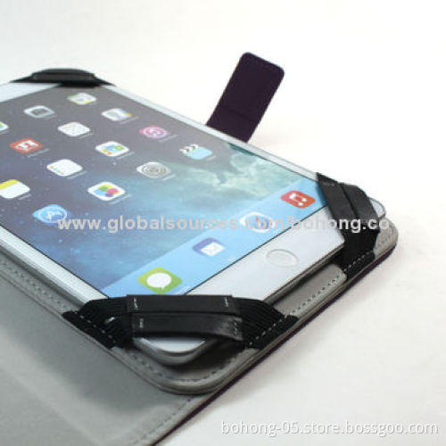 Universal Leather Case for 7-8-inch Tablet PCs, Double Elastics Fixed the Tablet